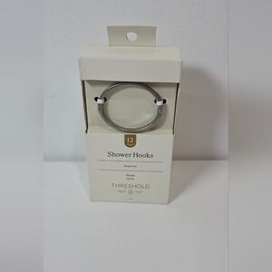 Threshold Rust-Proof Oval Shower Rings/Hooks Set of 12 - Nickel Finish - NEW